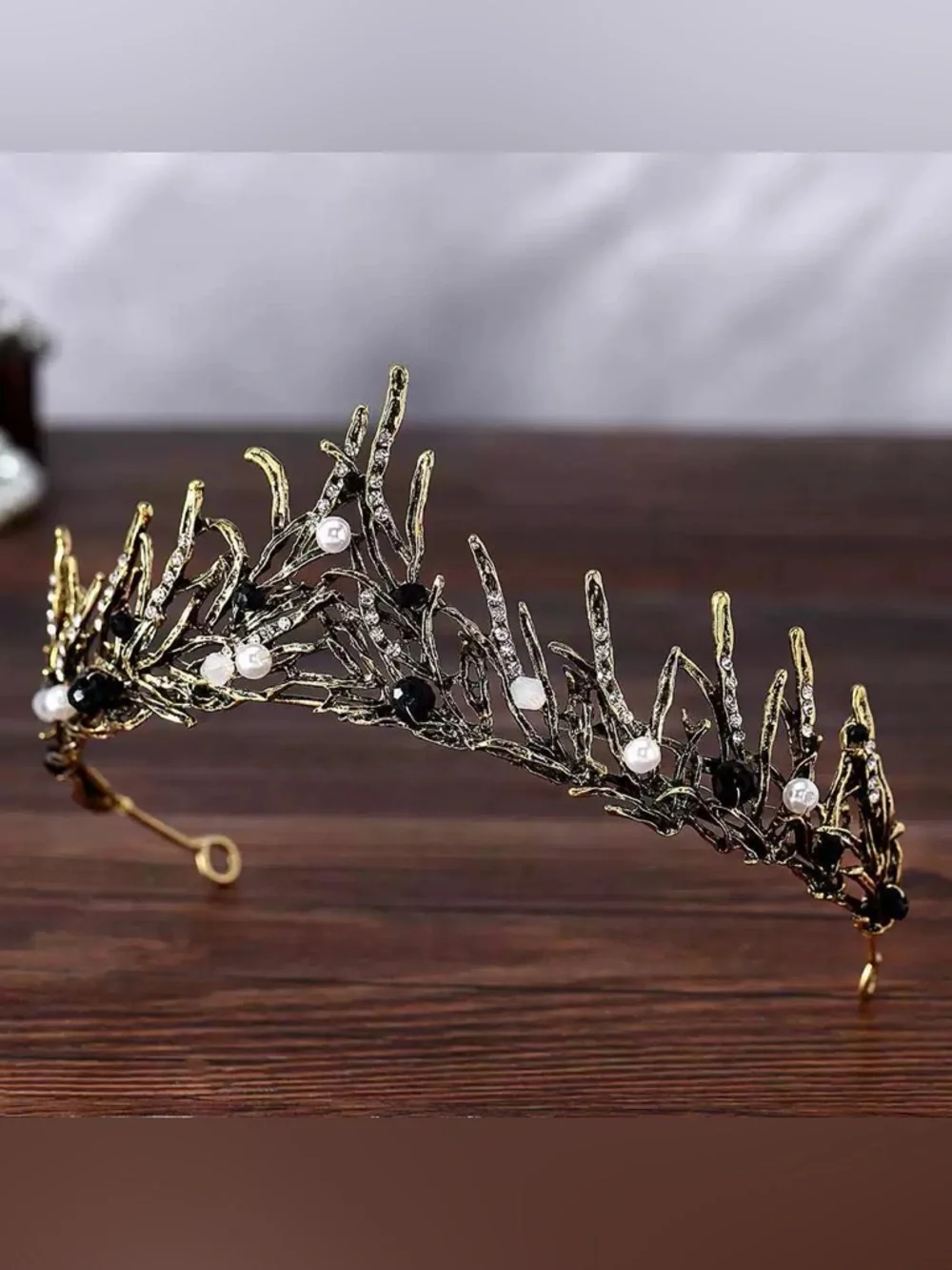 Gold and Black Pearl Branch Headband - Women Accessories
